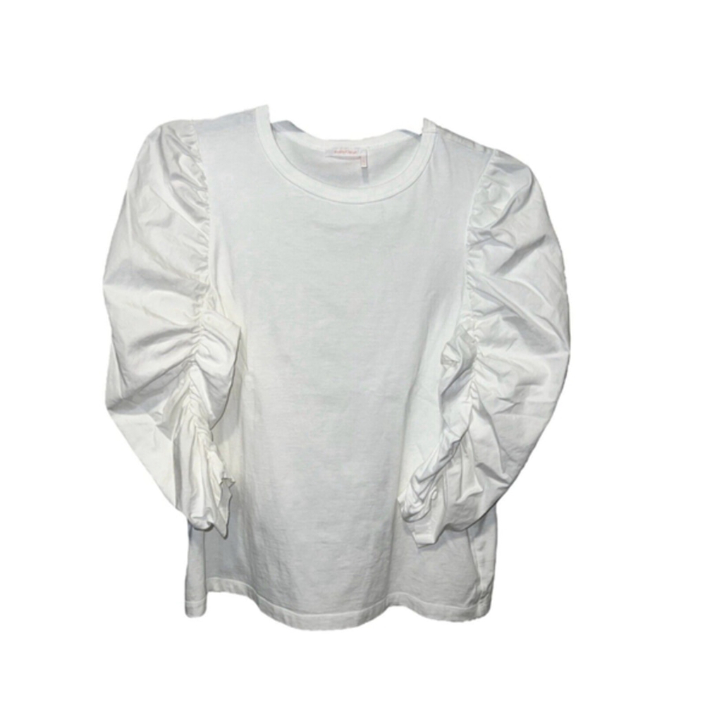 See by Chloé White Ruffle Sleeve Designer Blouse - Size XL